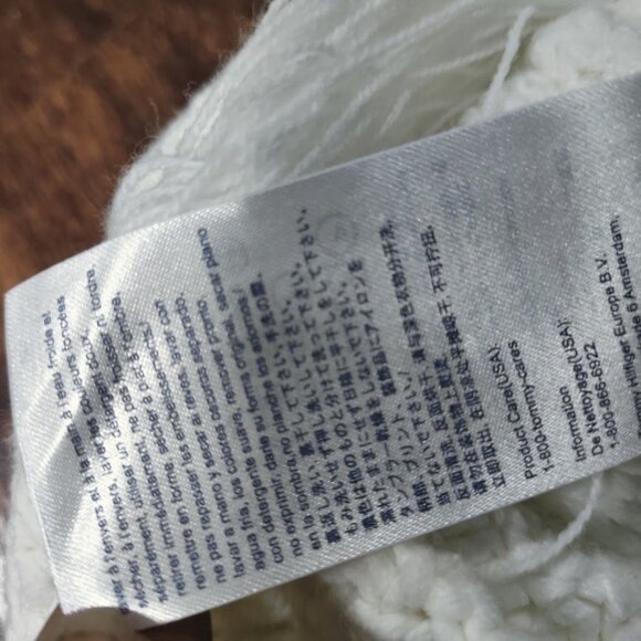 Tommy Hilfiger Cable Knit Poncho Sweater Faux Fur Trim Hooded Fringe Hem Onesize - Picture 10 of 16